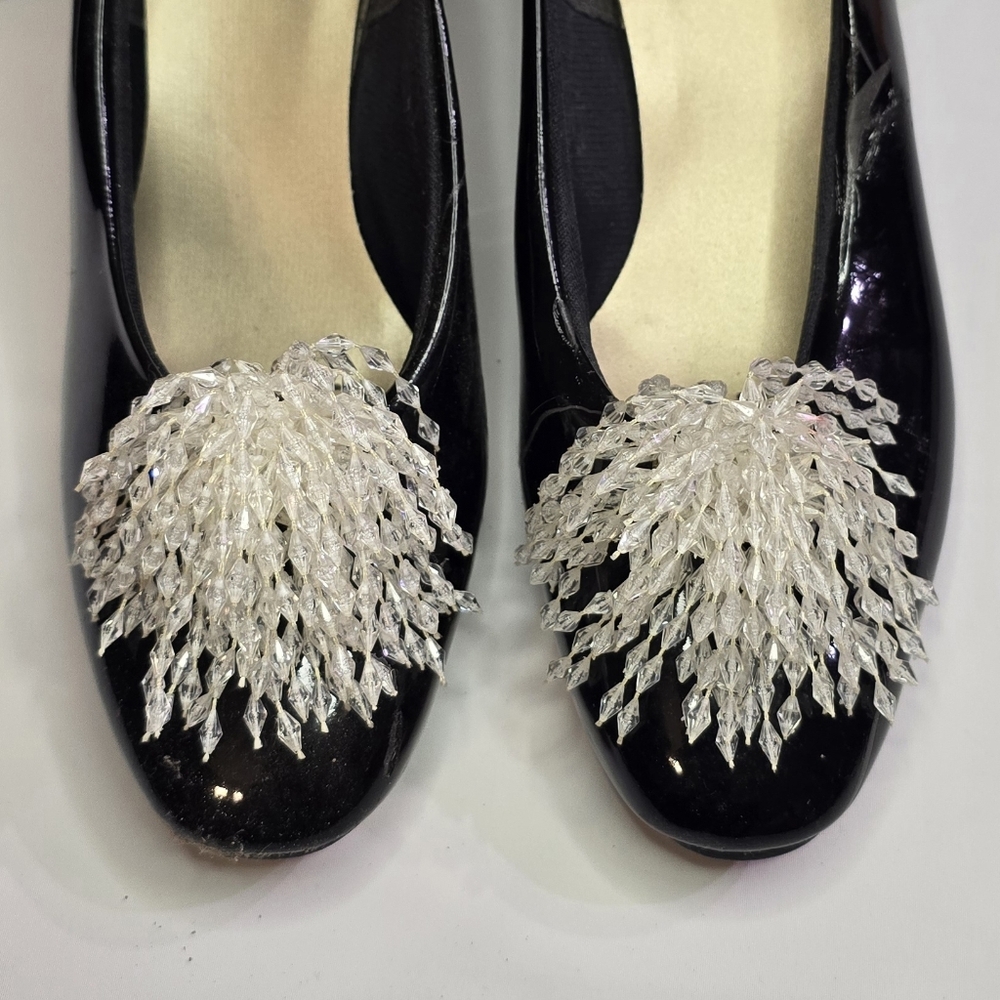 VTG Crystal Shoe Clip Shoe Jewelry 1960s–1970s Faceted Clear Pom Poms